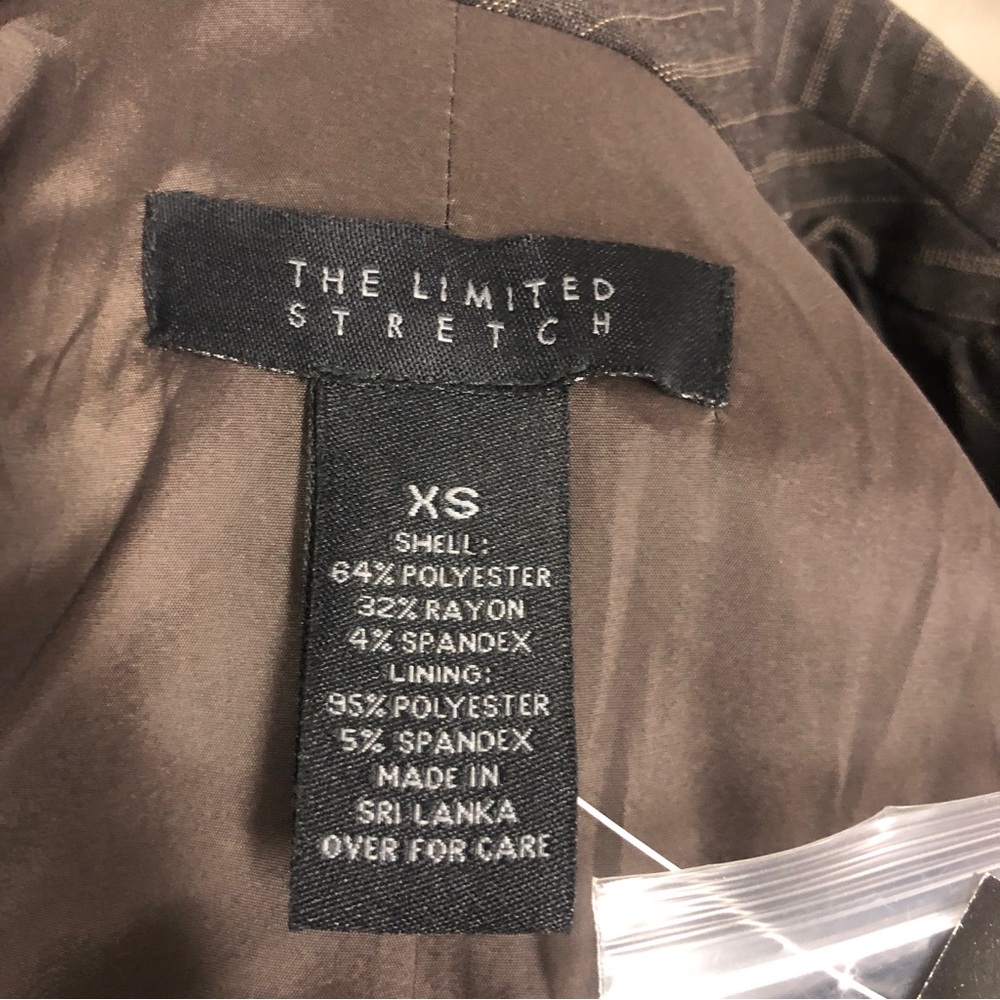 The Limited Stretch Brown Pinstripe 2 Button Blazer Suit Jacket Womens XS New - Picture 8 of 9